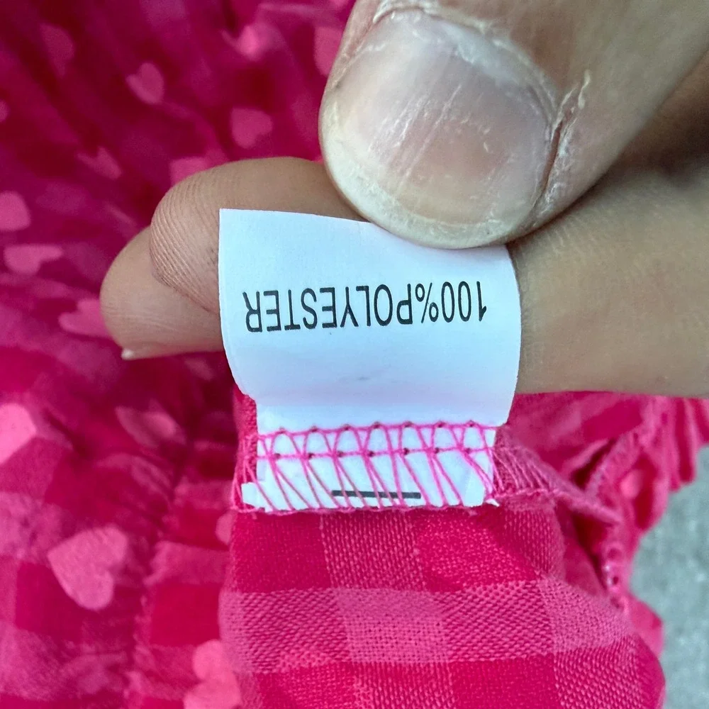 Women's Pink Heart Print M Pajama Shorts Micro Button Boxers Elastic Waist Cute